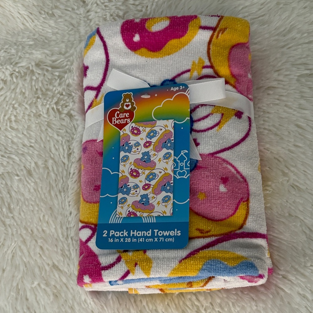 Care Bears ❤️ 🌈 Hand Towels Grumpy Bear 🐻 Donut 🍩 NWT